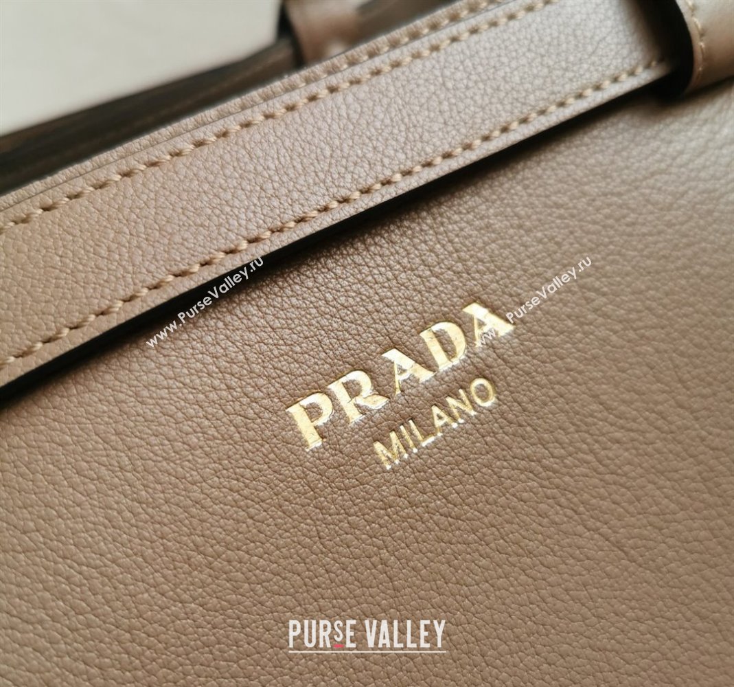 Prada Buckle medium leather handbag with double belt Powder Beige 2024 1BA417 (YZ-240416040)