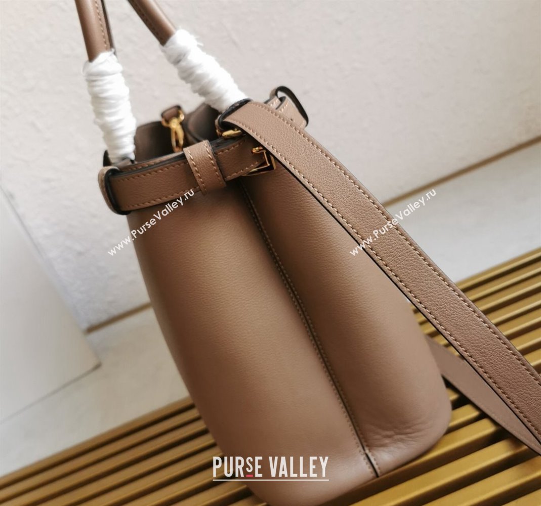 Prada Buckle medium leather handbag with double belt Powder Beige 2024 1BA417 (YZ-240416040)