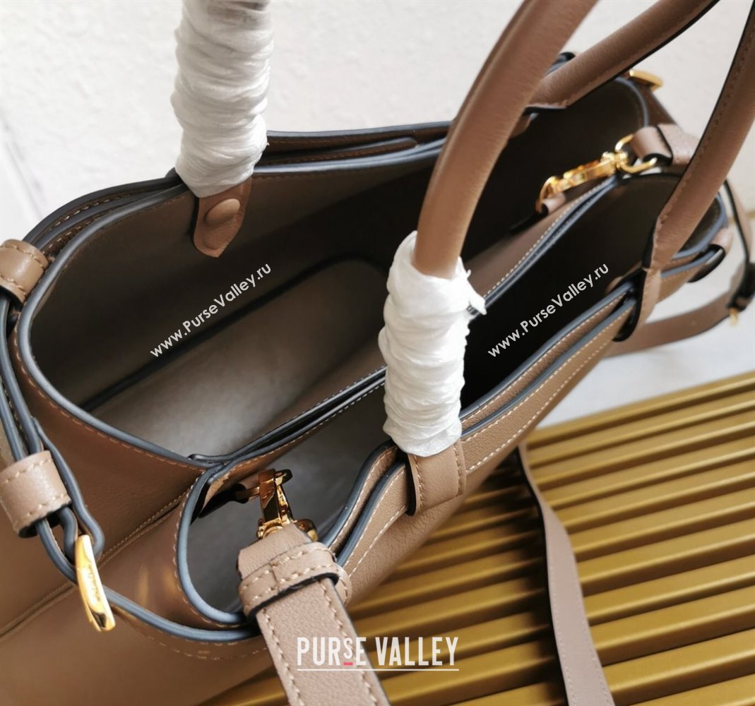 Prada Buckle medium leather handbag with double belt Powder Beige 2024 1BA417 (YZ-240416040)