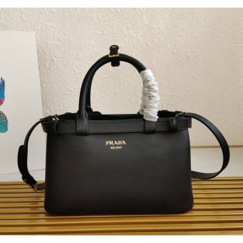 Prada Buckle small leather handbag with double belt Black 2024 1BA418 (YZ-240416041)