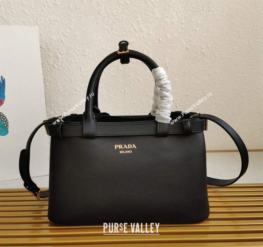 Prada Buckle small leather handbag with double belt Black 2024 1BA418 (YZ-240416041)