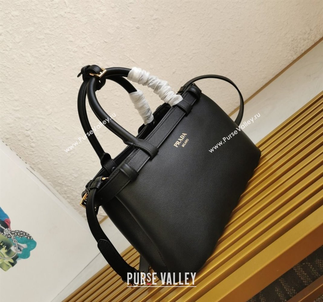 Prada Buckle small leather handbag with double belt Black 2024 1BA418 (YZ-240416041)