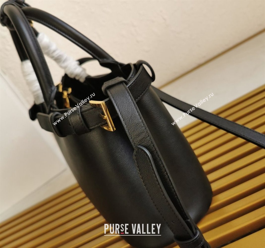 Prada Buckle small leather handbag with double belt Black 2024 1BA418 (YZ-240416041)
