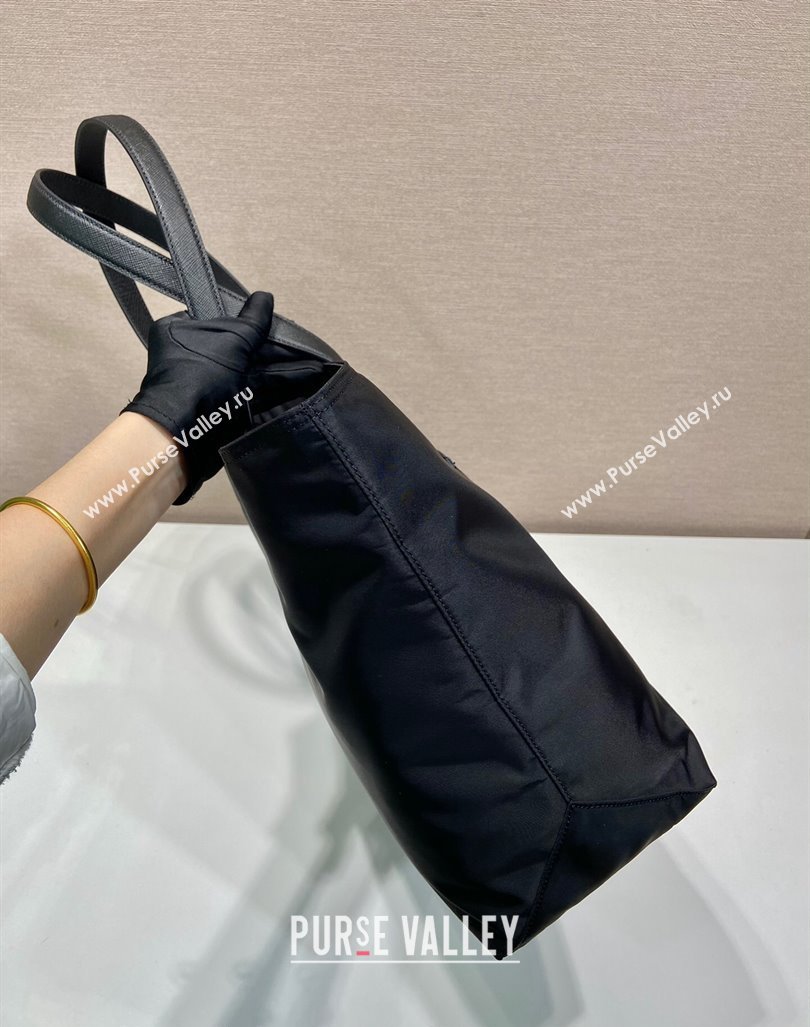Prada Re-Edition 1978 large Re-Nylon and Saffiano leather tote bag 1BG527 Black 2024 (YZ-240416032)