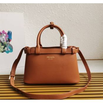 Prada Buckle small leather handbag with double belt Brown 2024 1BA418 (YZ-240416042)