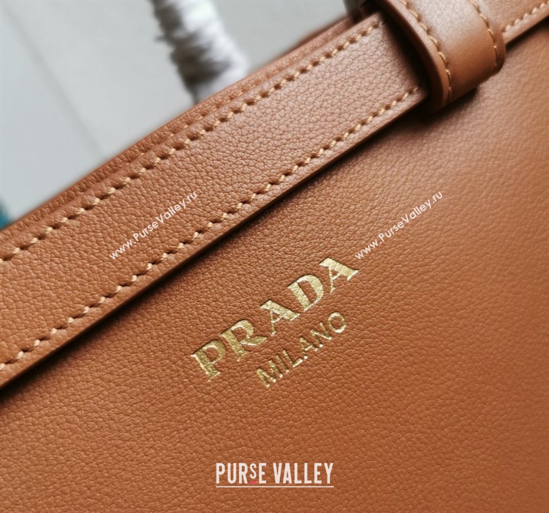 Prada Buckle small leather handbag with double belt Brown 2024 1BA418 (YZ-240416042)