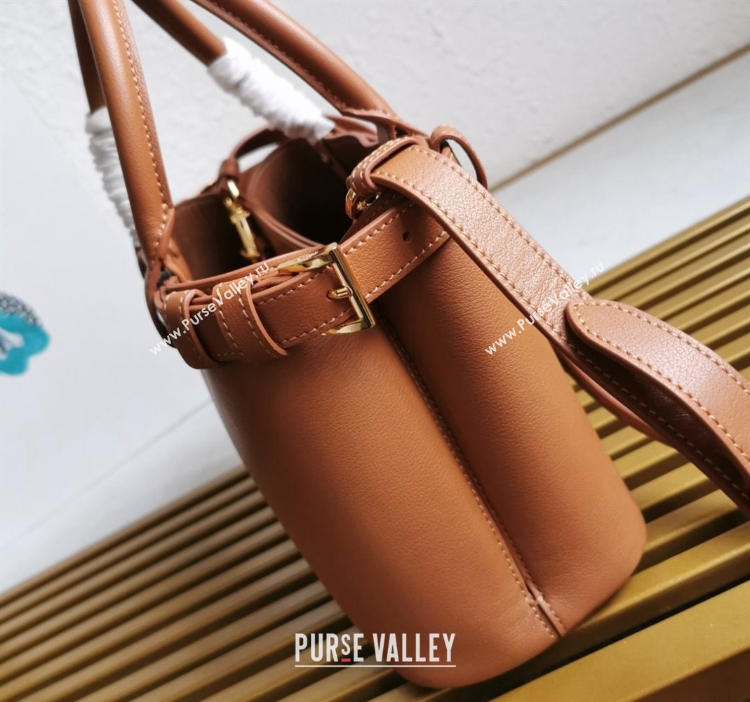 Prada Buckle small leather handbag with double belt Brown 2024 1BA418 (YZ-240416042)