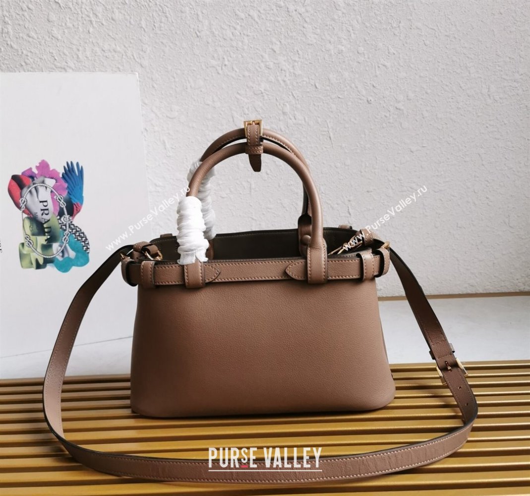 Prada Buckle small leather handbag with double belt Powder Beige 2024 1BA418 (YZ-240416043)