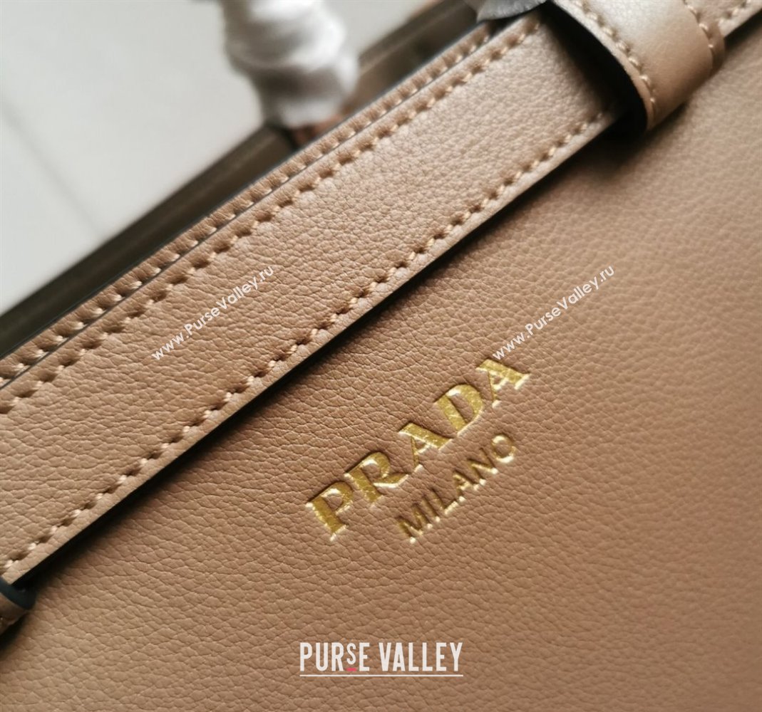 Prada Buckle small leather handbag with double belt Powder Beige 2024 1BA418 (YZ-240416043)