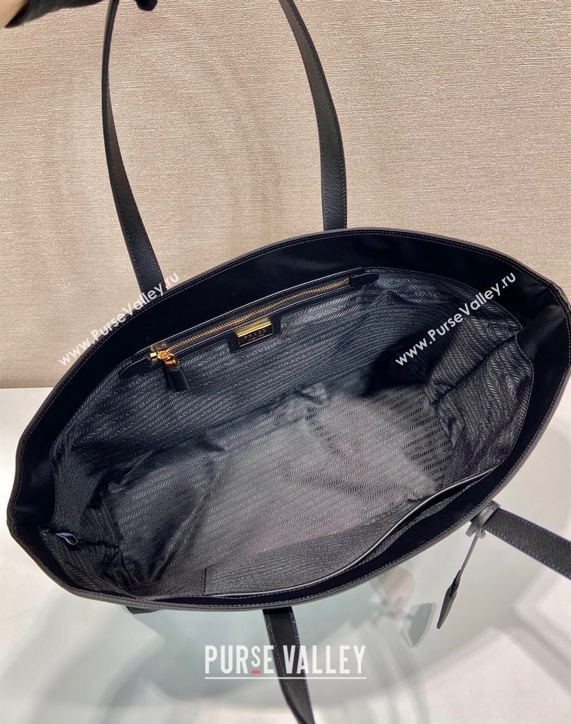 Prada Re-Edition 1978 large Re-Nylon and Saffiano leather tote bag 1BG527 Black 2024 (YZ-240416032)