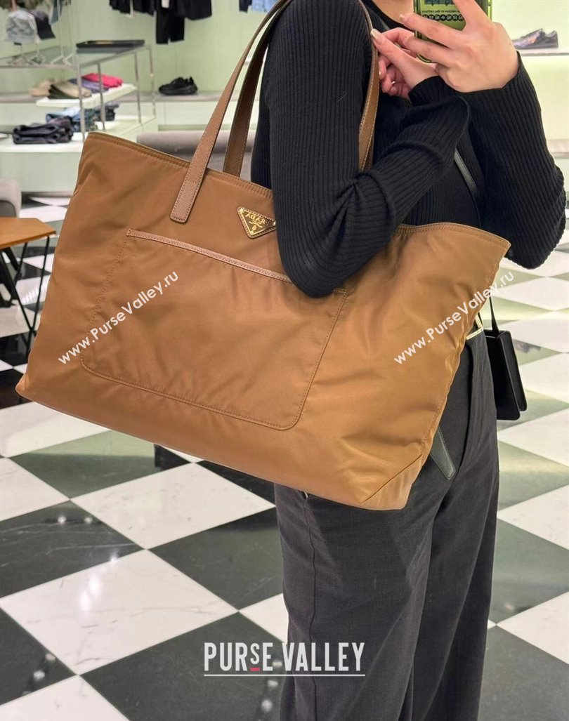 Prada Re-Edition 1978 large Re-Nylon and Saffiano leather tote bag 1BG527 Cork Beige 2024 (YZ-240416031)