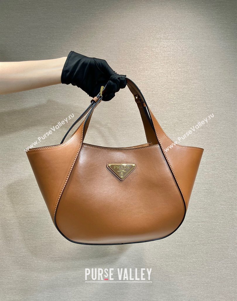 Prada medium leather tote bag 1BG483 Brown 2024 (YZ-240416058)