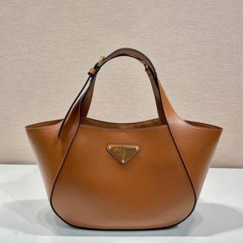 Prada medium leather tote bag 1BG483 Brown 2024 (YZ-240416058)