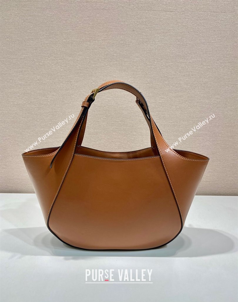 Prada medium leather tote bag 1BG483 Brown 2024 (YZ-240416058)