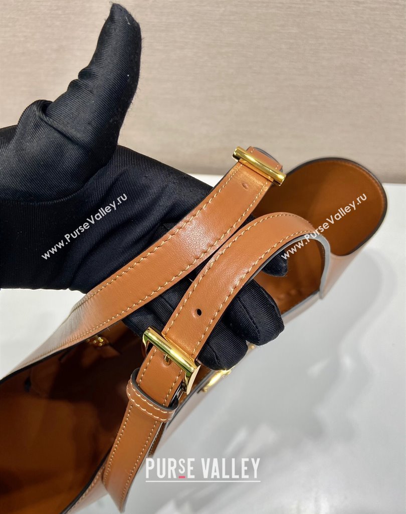 Prada medium leather tote bag 1BG483 Brown 2024 (YZ-240416058)