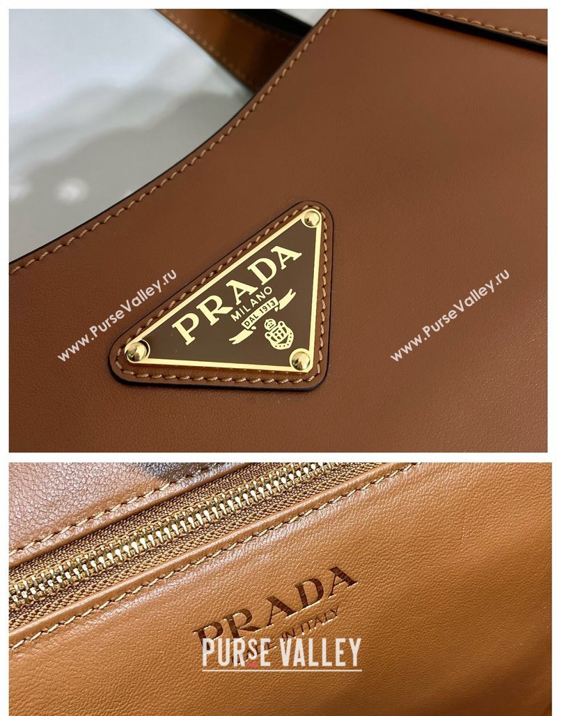 Prada medium leather tote bag 1BG483 Brown 2024 (YZ-240416058)