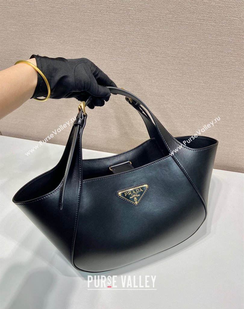 Prada medium leather tote bag 1BG483 Black 2024 (YZ-240416060)