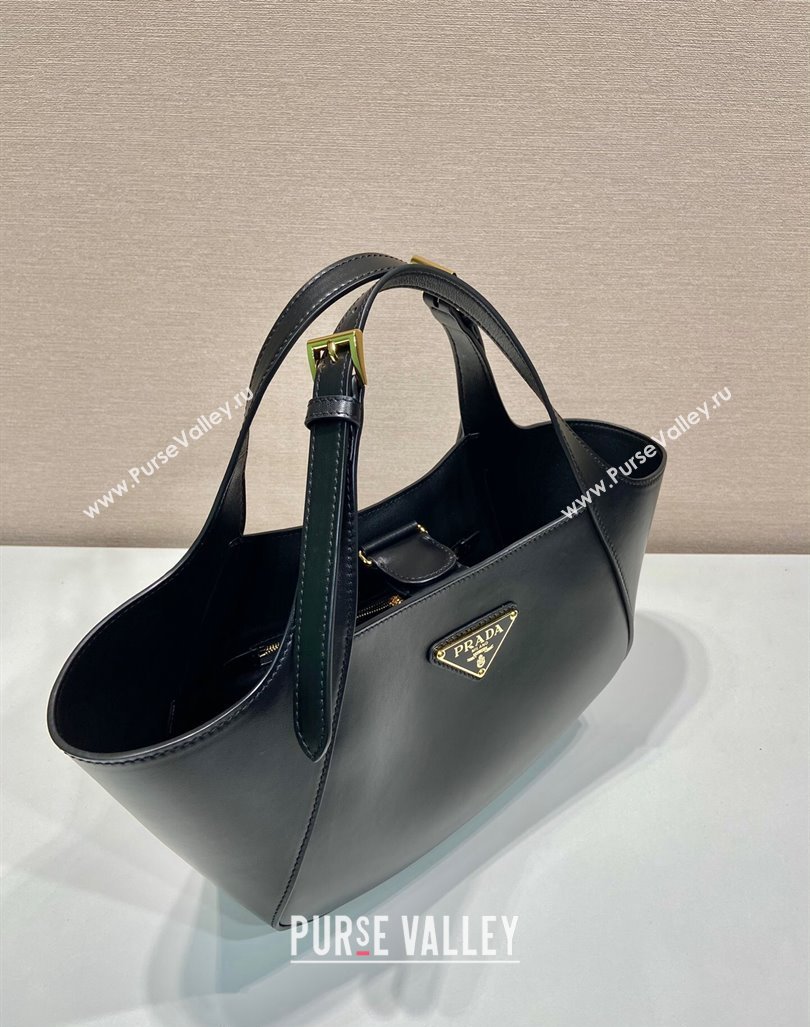 Prada medium leather tote bag 1BG483 Black 2024 (YZ-240416060)