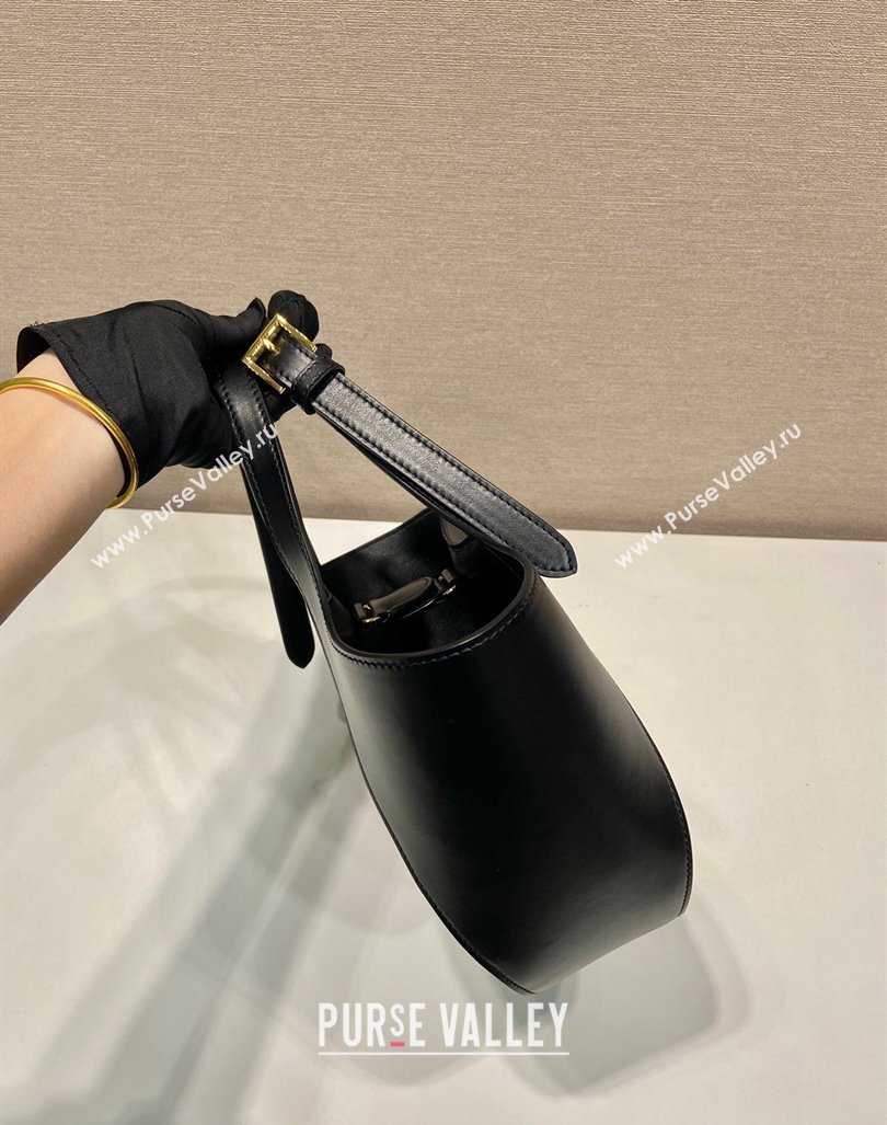 Prada medium leather tote bag 1BG483 Black 2024 (YZ-240416060)