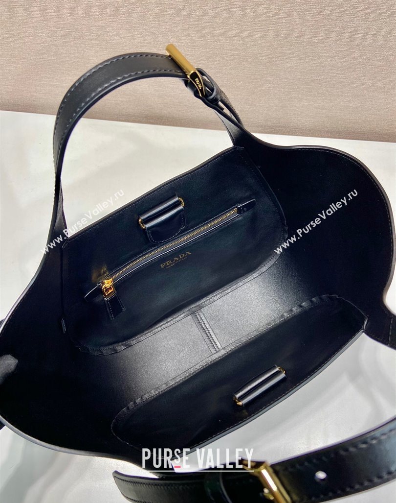 Prada medium leather tote bag 1BG483 Black 2024 (YZ-240416060)