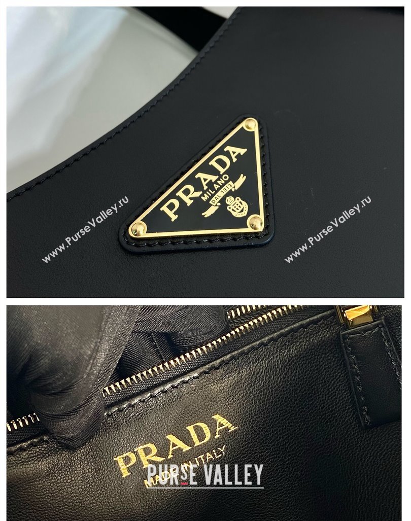 Prada medium leather tote bag 1BG483 Black 2024 (YZ-240416060)