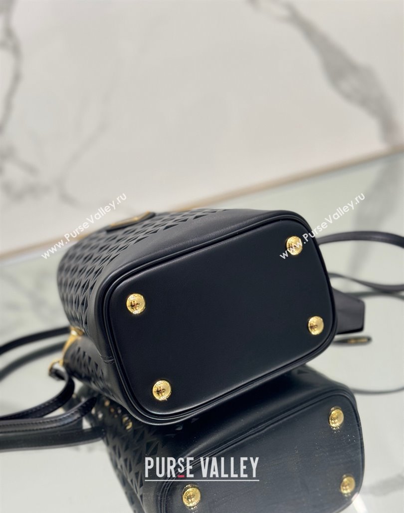 Prada Small Cutout Leather Panier Bucket Bag 1BA217 Black 2024 (YZ-240416061)