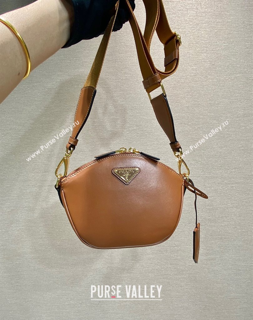 Prada Leather mini shoulder bag 1BH212 Brown 2024 (YZ-240416066)