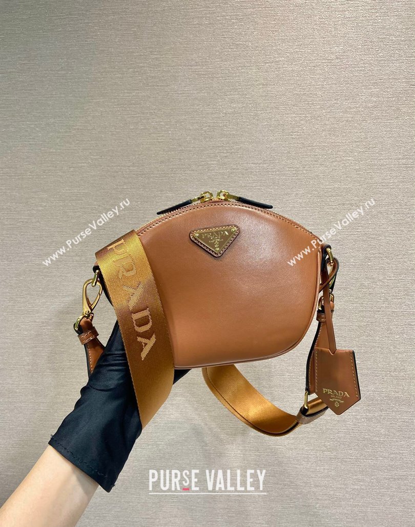 Prada Leather mini shoulder bag 1BH212 Brown 2024 (YZ-240416066)