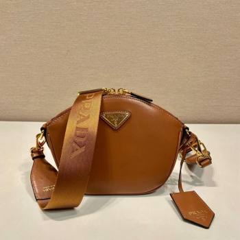 Prada Leather mini shoulder bag 1BH212 Brown 2024 (YZ-240416066)