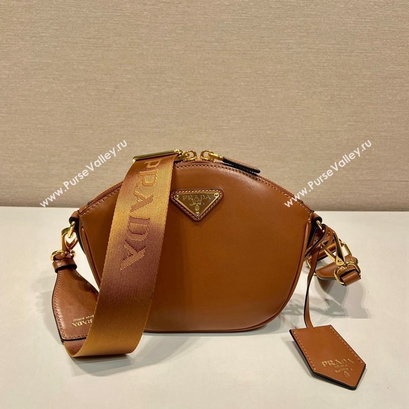 Prada Leather mini shoulder bag 1BH212 Brown 2024 (YZ-240416066)