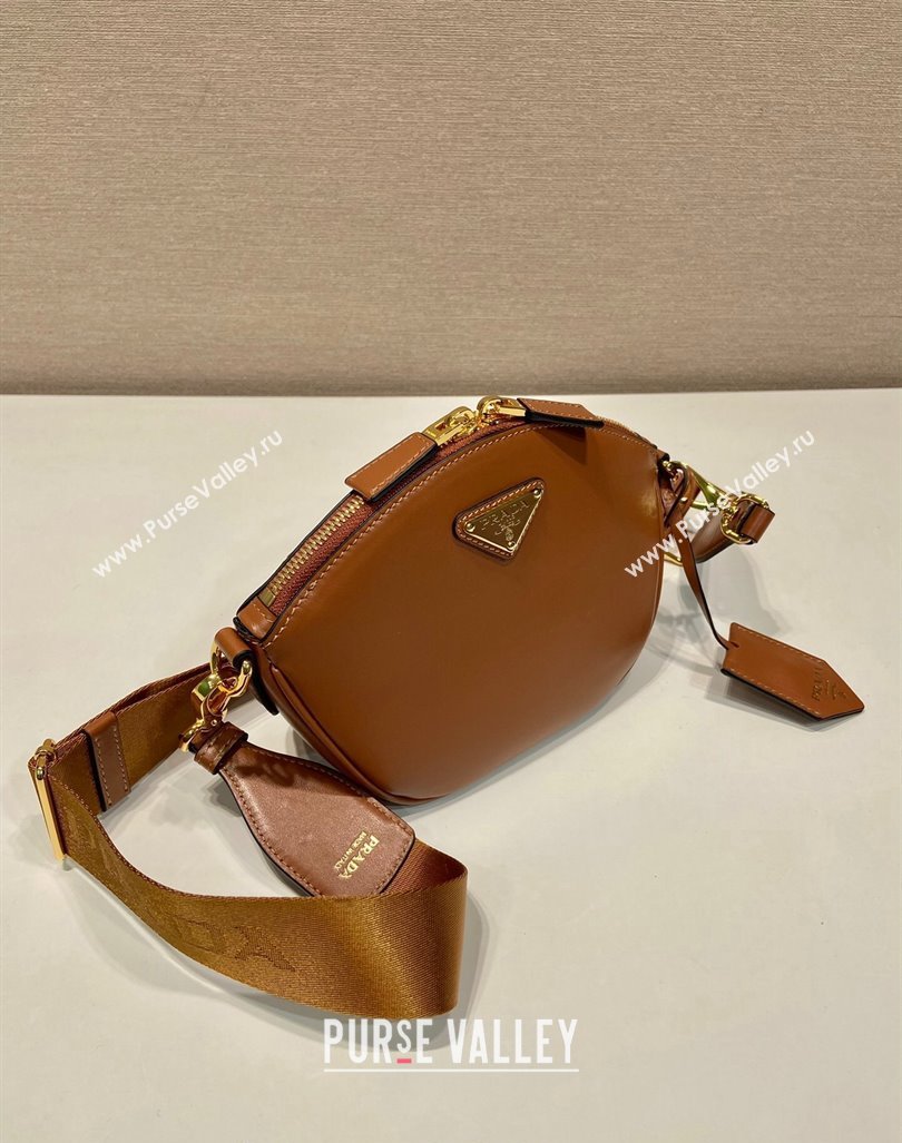 Prada Leather mini shoulder bag 1BH212 Brown 2024 (YZ-240416066)