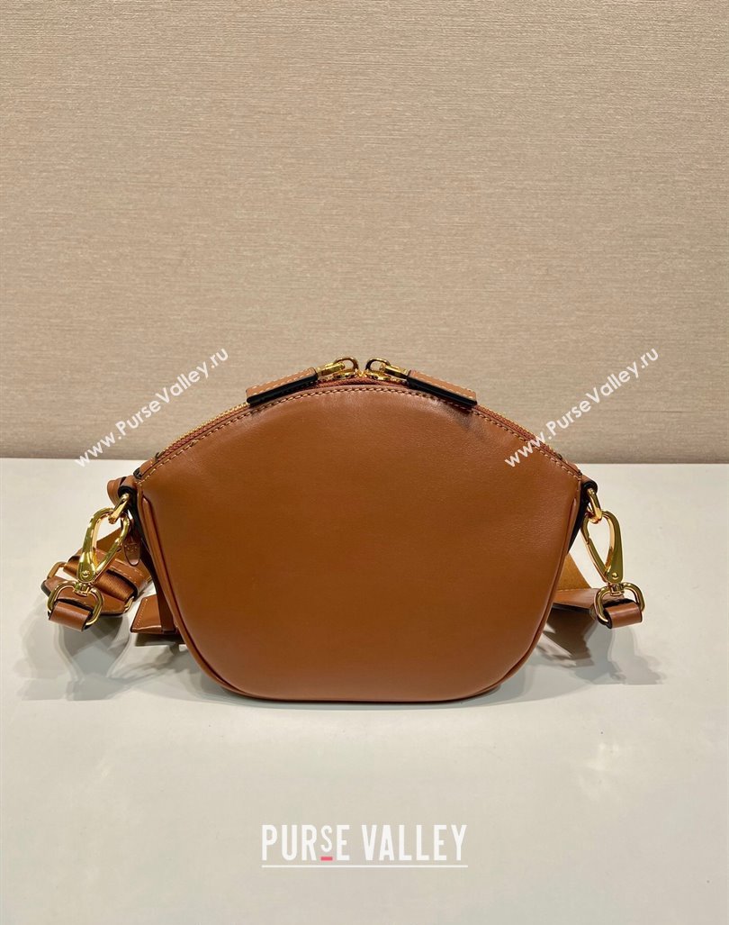 Prada Leather mini shoulder bag 1BH212 Brown 2024 (YZ-240416066)