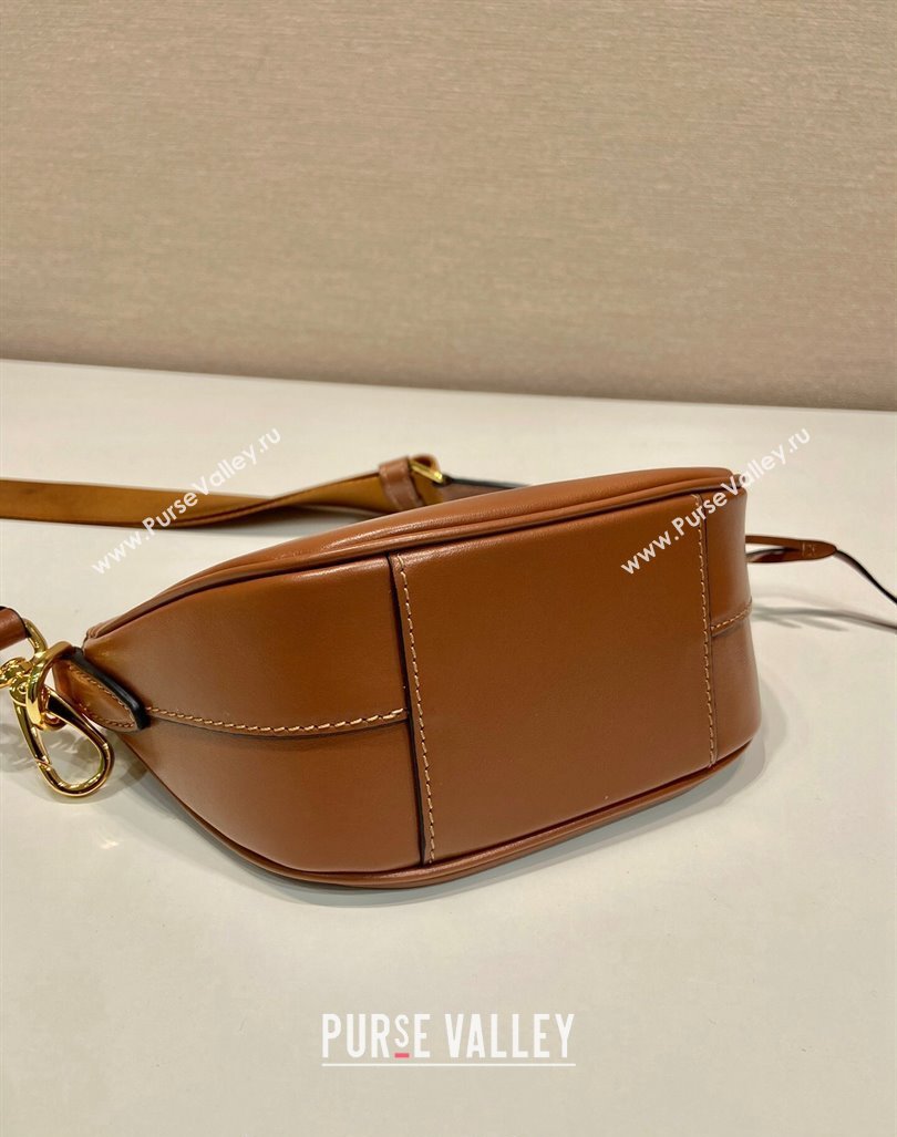 Prada Leather mini shoulder bag 1BH212 Brown 2024 (YZ-240416066)