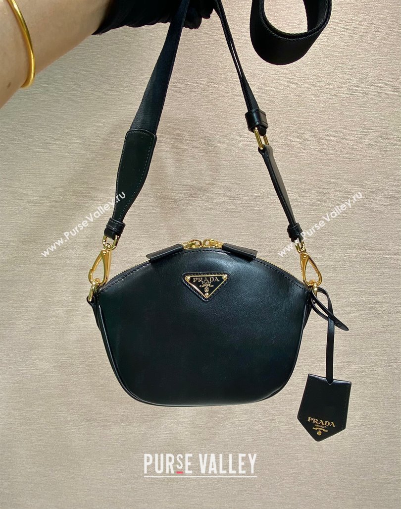 Prada Leather mini shoulder bag 1BH212 Black 2024 (YZ-240416067)
