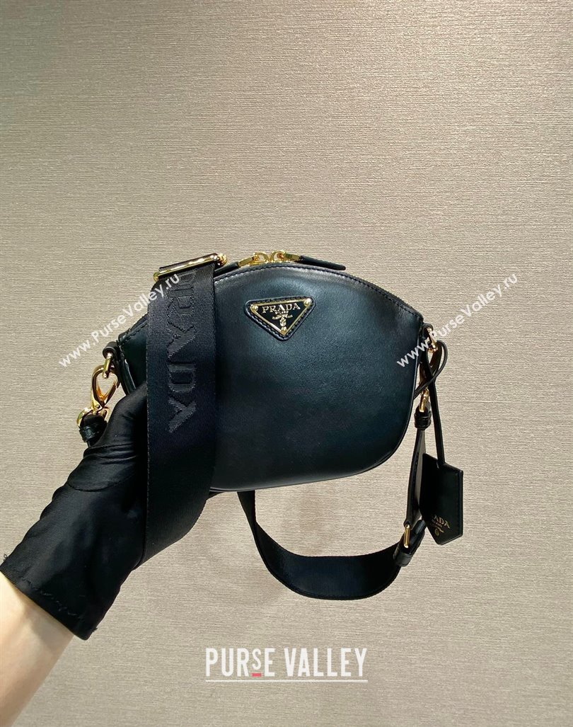 Prada Leather mini shoulder bag 1BH212 Black 2024 (YZ-240416067)