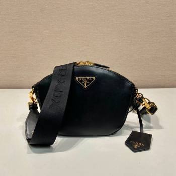 Prada Leather mini shoulder bag 1BH212 Black 2024 (YZ-240416067)