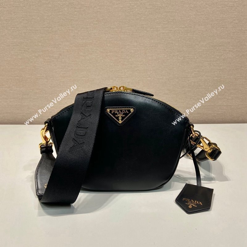 Prada Leather mini shoulder bag 1BH212 Black 2024 (YZ-240416067)