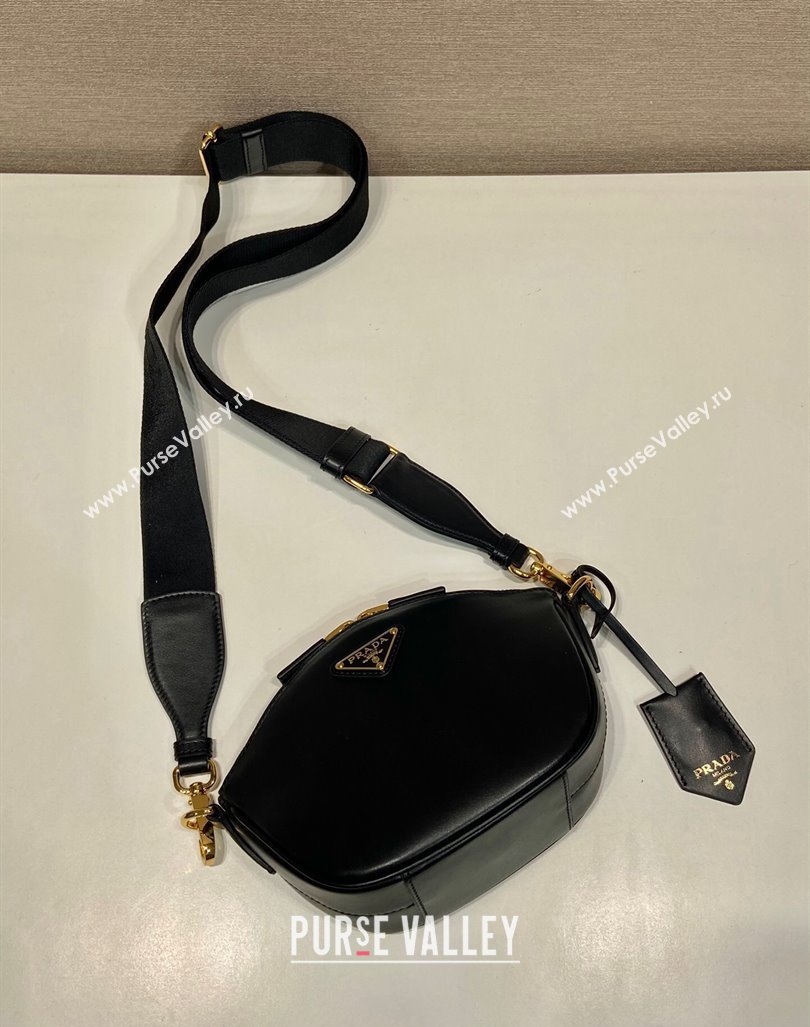 Prada Leather mini shoulder bag 1BH212 Black 2024 (YZ-240416067)