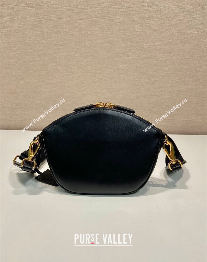 Prada Leather mini shoulder bag 1BH212 Black 2024 (YZ-240416067)