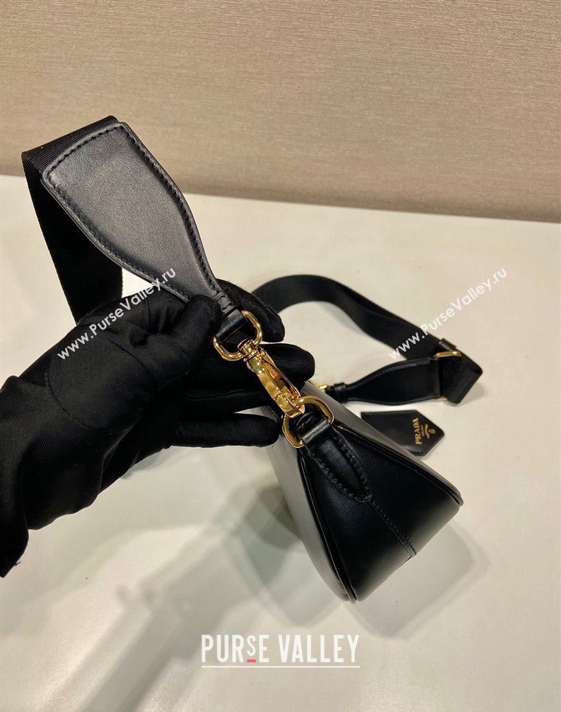 Prada Leather mini shoulder bag 1BH212 Black 2024 (YZ-240416067)
