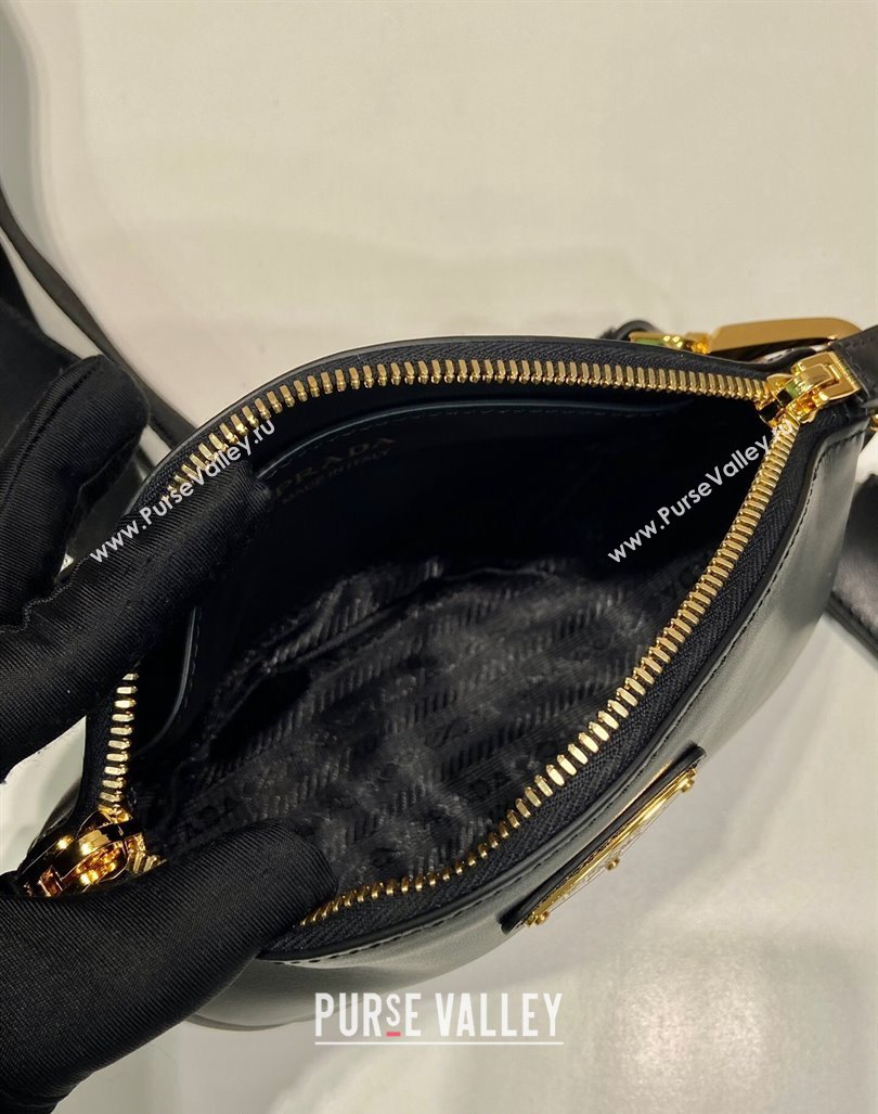 Prada Leather mini shoulder bag 1BH212 Black 2024 (YZ-240416067)