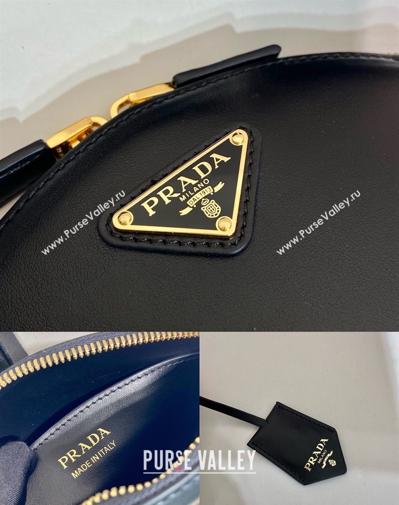 Prada Leather mini shoulder bag 1BH212 Black 2024 (YZ-240416067)