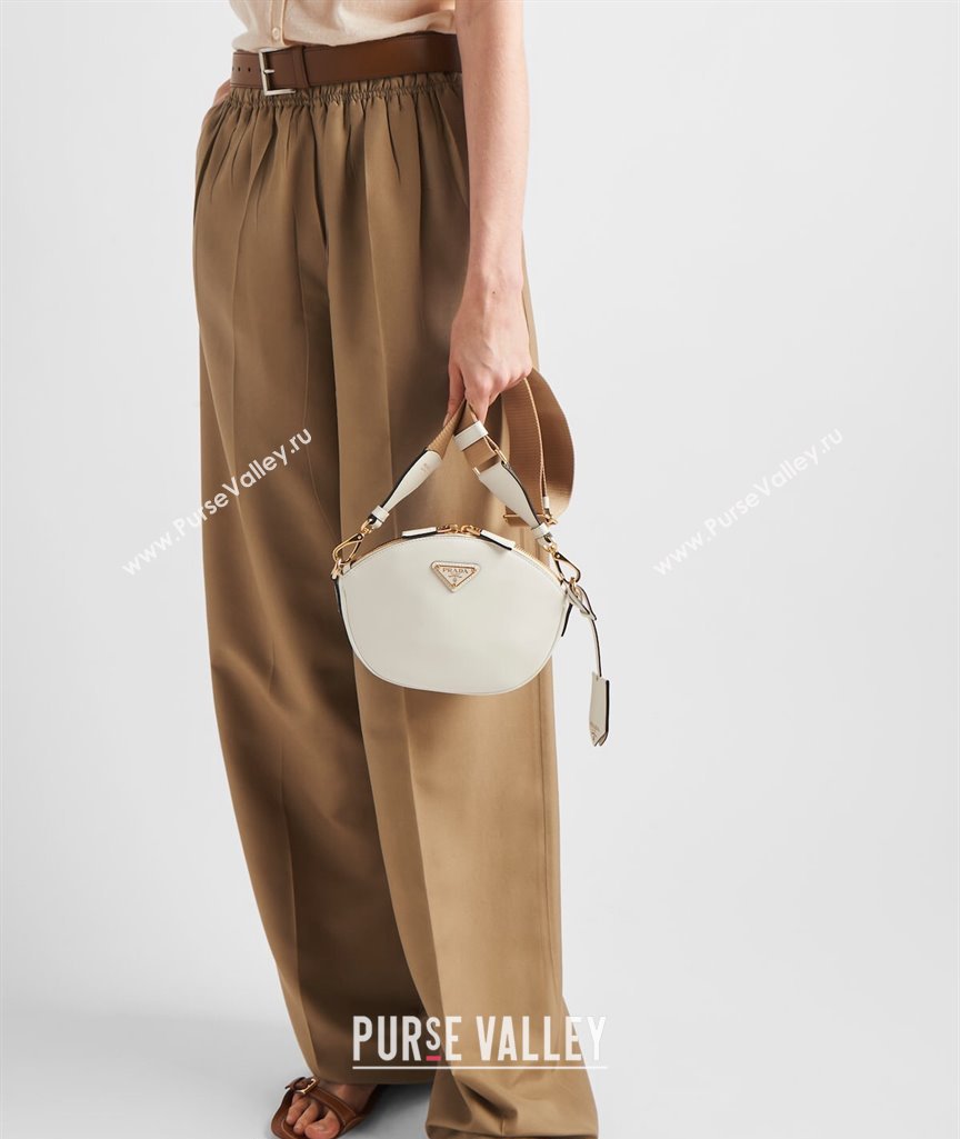 Prada Leather mini shoulder bag 1BH212 White 2024 (YZ-240416068)