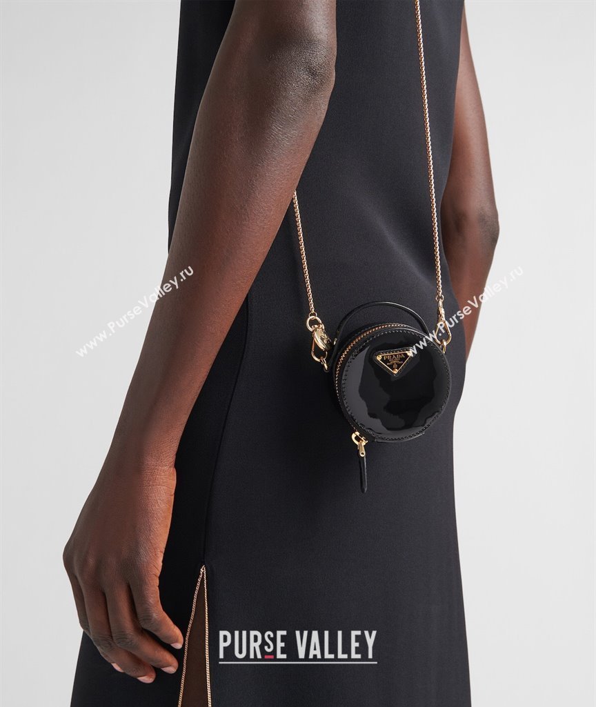 Prada Patent leather mini-pouch Black 2024 1NR023 (YZ-240416076)