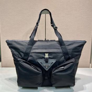 Prada Mens Re-Nylon and leather travel bag Black 2VC040 2024 (YZ-240416078)