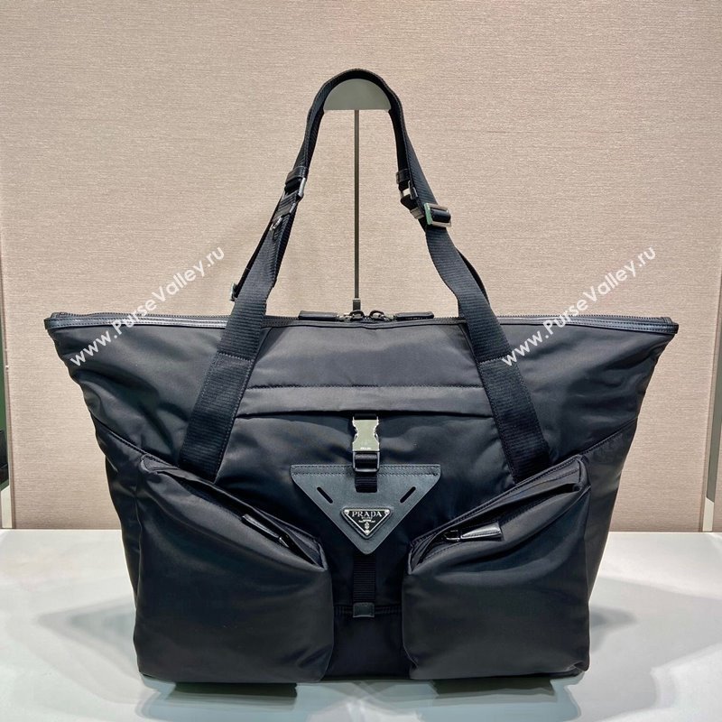 Prada Mens Re-Nylon and leather travel bag Black 2VC040 2024 (YZ-240416078)