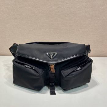 Prada Mens Re-Nylon and leather shoulder bag Black 2VH175 2024 (YZ-240416079)