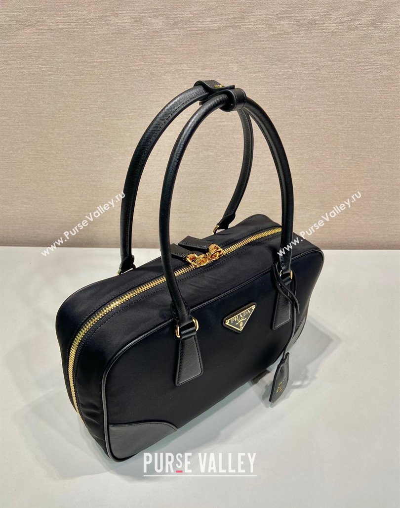 Prada Re-Edition 1978 medium Re-Nylon and Saffiano leather two-handle bag Black 2024 1BB115 (YZ-240416080)