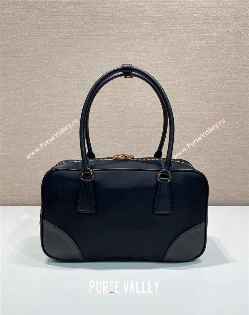 Prada Re-Edition 1978 medium Re-Nylon and Saffiano leather two-handle bag Black 2024 1BB115 (YZ-240416080)