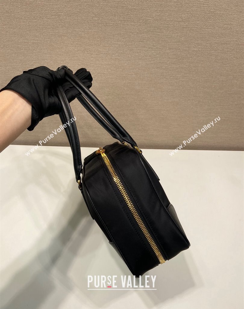 Prada Re-Edition 1978 medium Re-Nylon and Saffiano leather two-handle bag Black 2024 1BB115 (YZ-240416080)